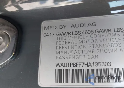 2017 Audi A3 E-Tron 1.4T Premium from USA, damaged, VIN WAUTPBFF7HA135303